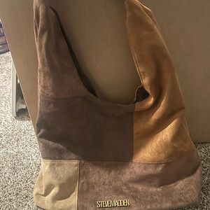 Steve Madden Multitone Brown Suede Tote